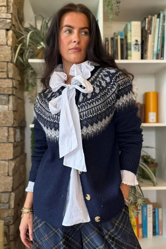 Ferguson Fair Isle Cardigan Navy